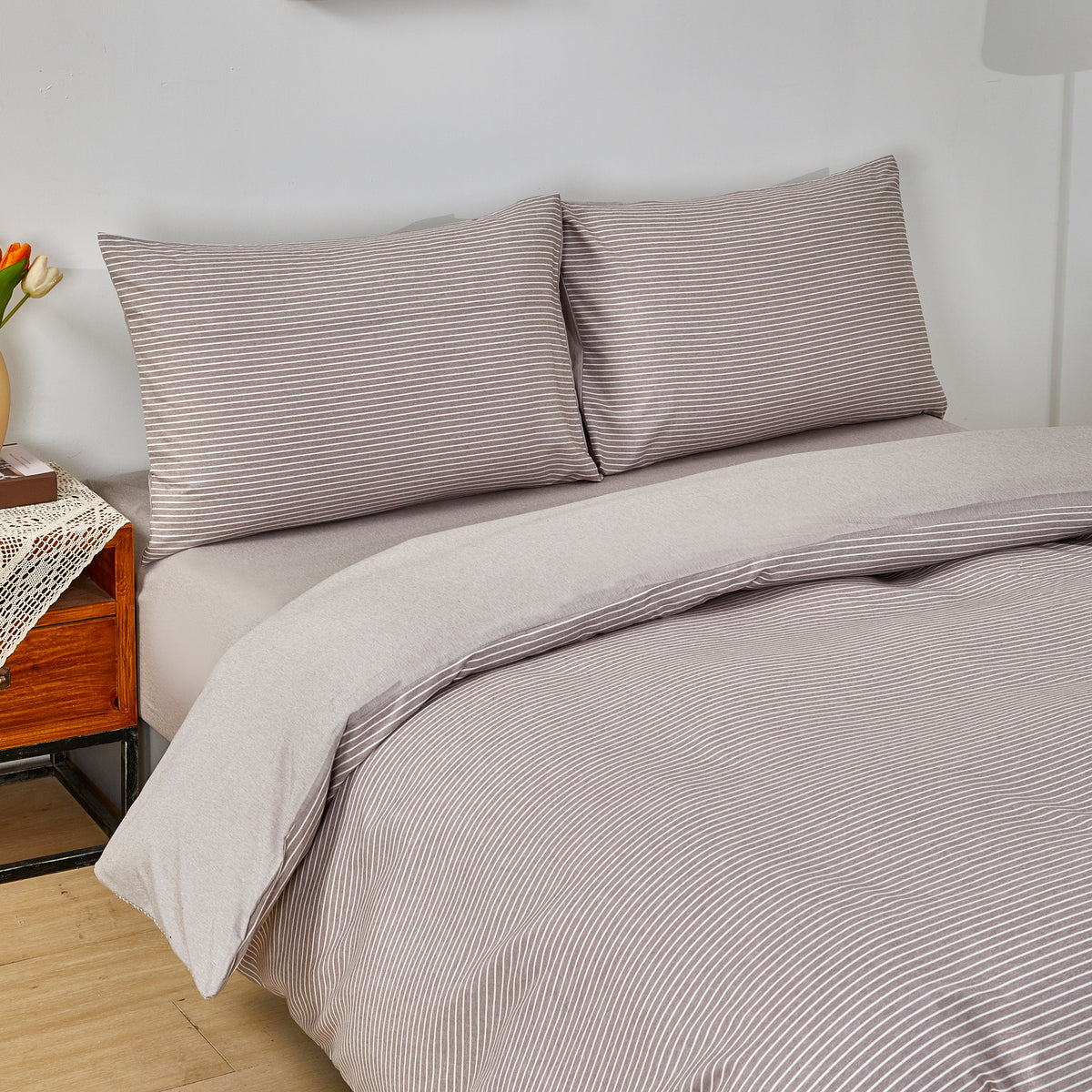 Reversible Stripe Khaki Bed In A Bag