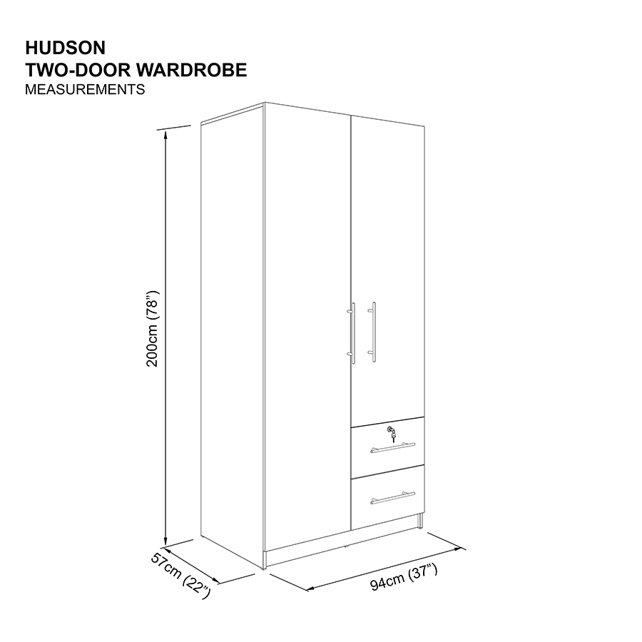Hudson 2 Door Wardrobe