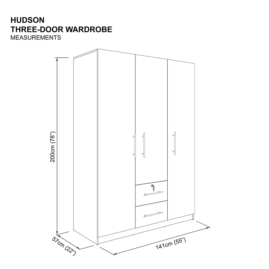 Hudson 3 Door Wardrobe