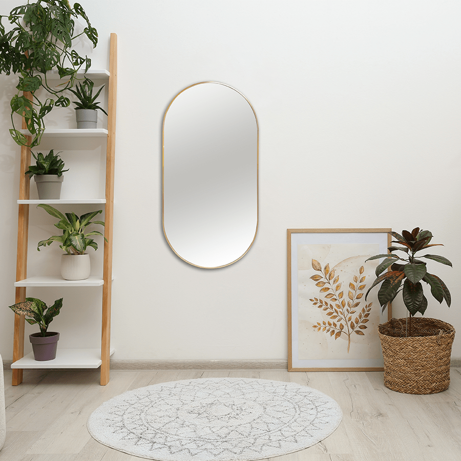 Isane Gold Pill Wall Mirror 40x80 cm