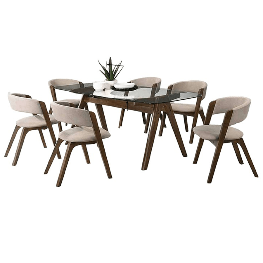 Jensen Glass Top 6 Seater Dining Set