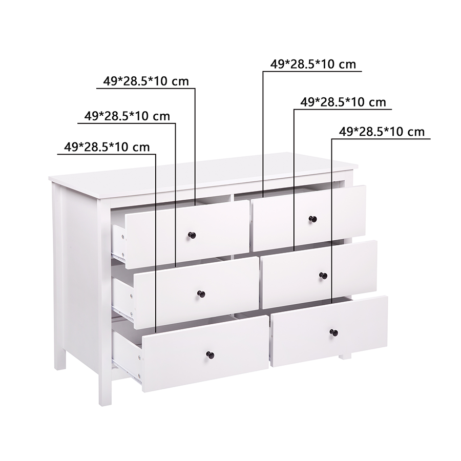 Amber 120 cm 6 Chest of Drawers