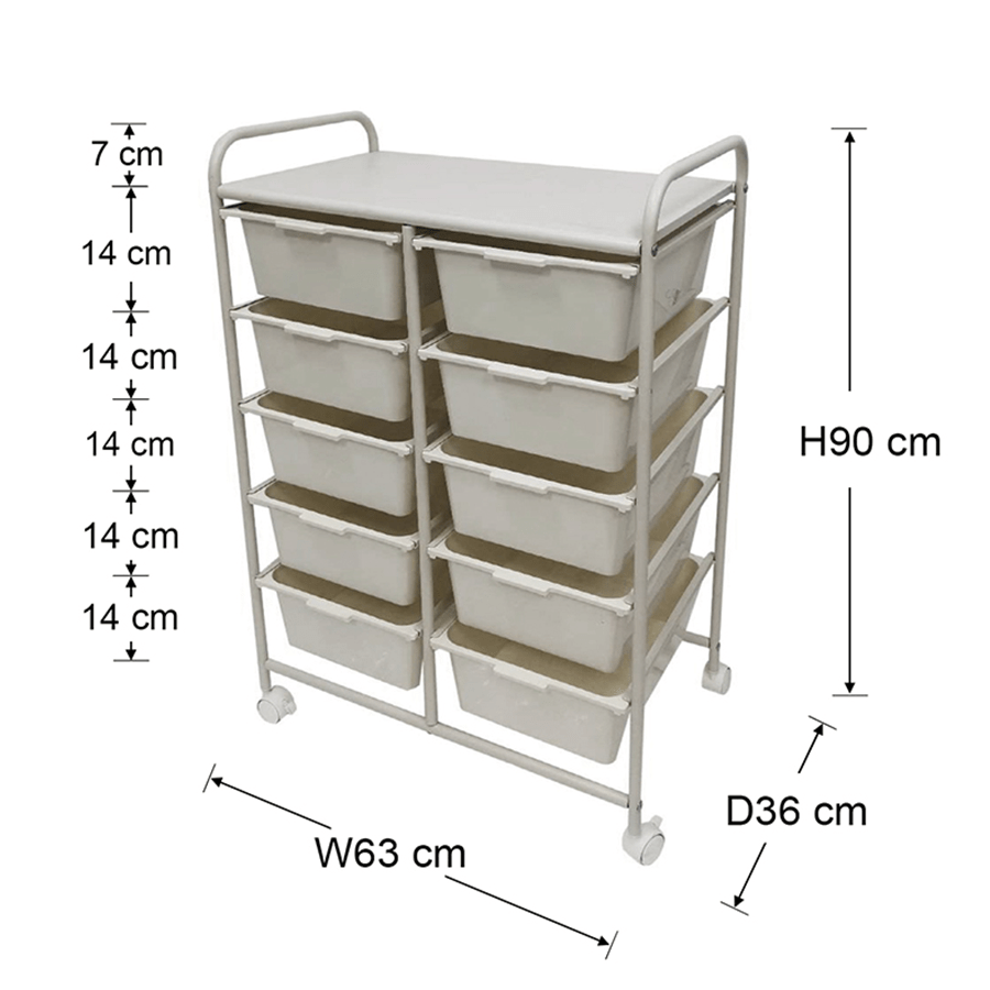 Tyrell Double with 10 Drawer Trolley