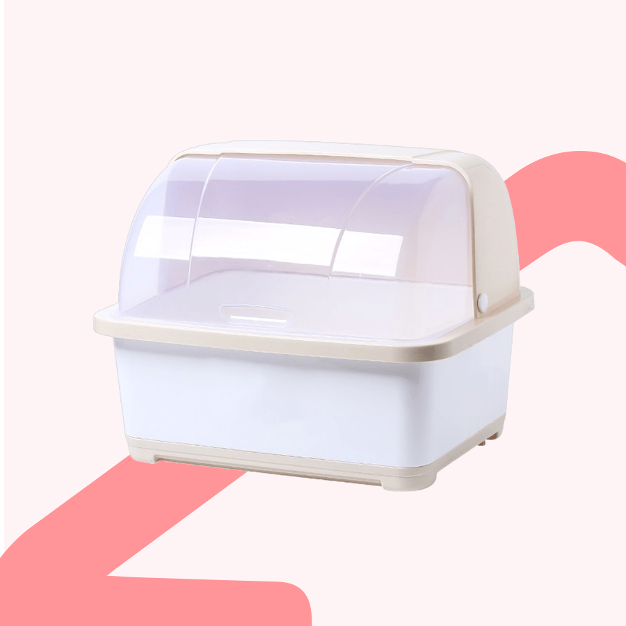 Dish Drainer with Rolltop Lid
