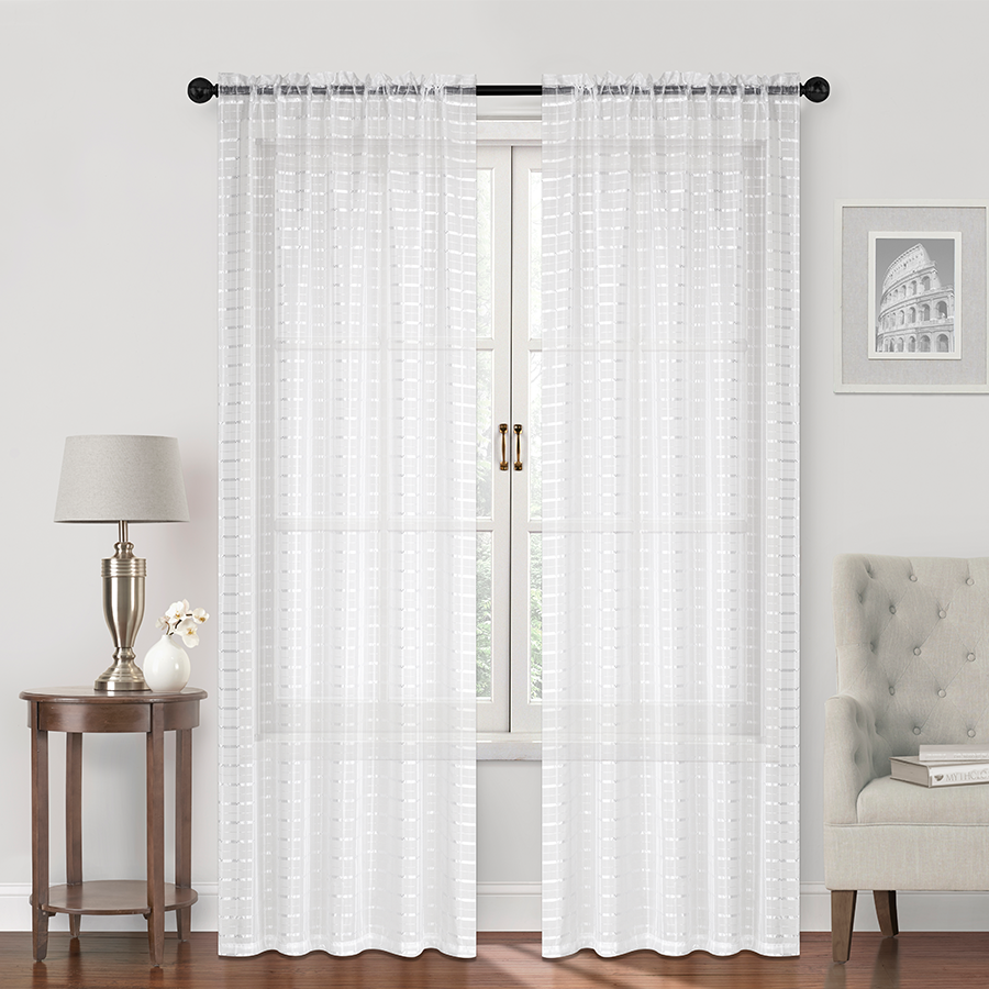 Bara White Sheer Set of2 Curtain 54x85"