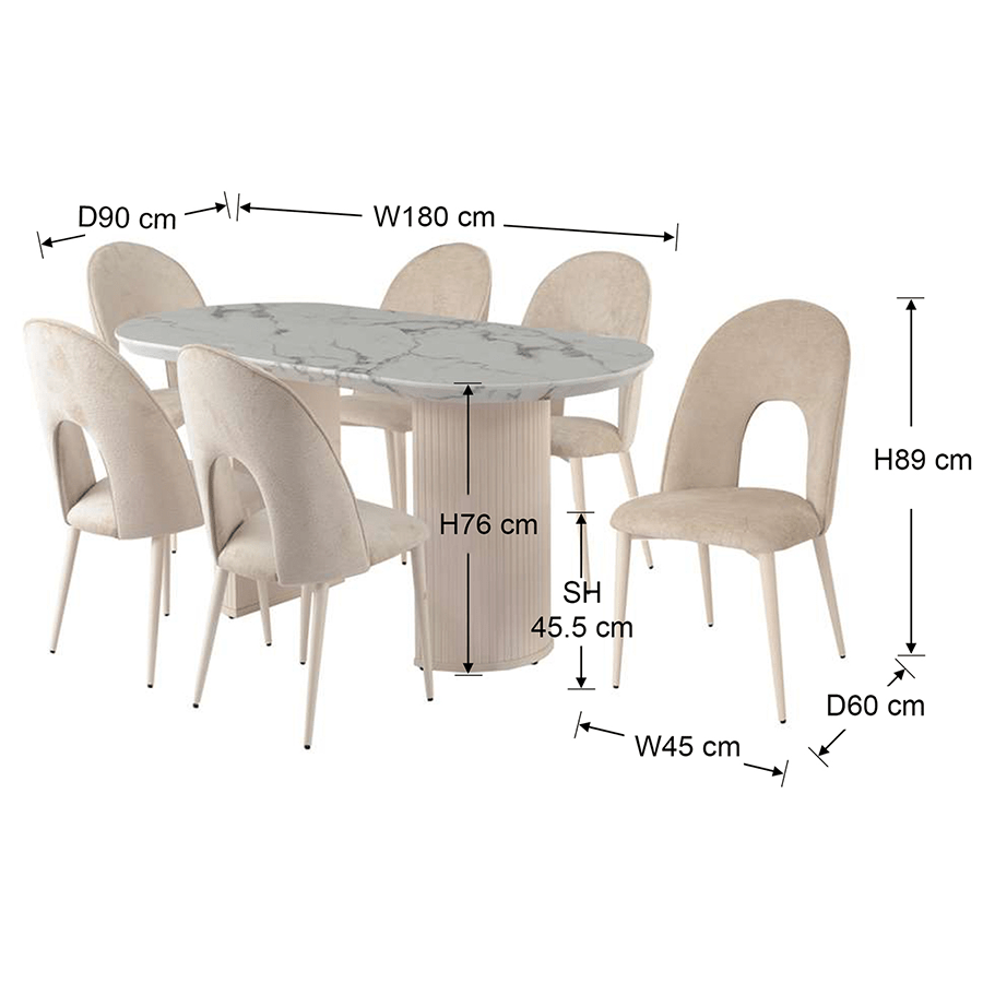 Kinsley 6 Seater Oval Dining Set