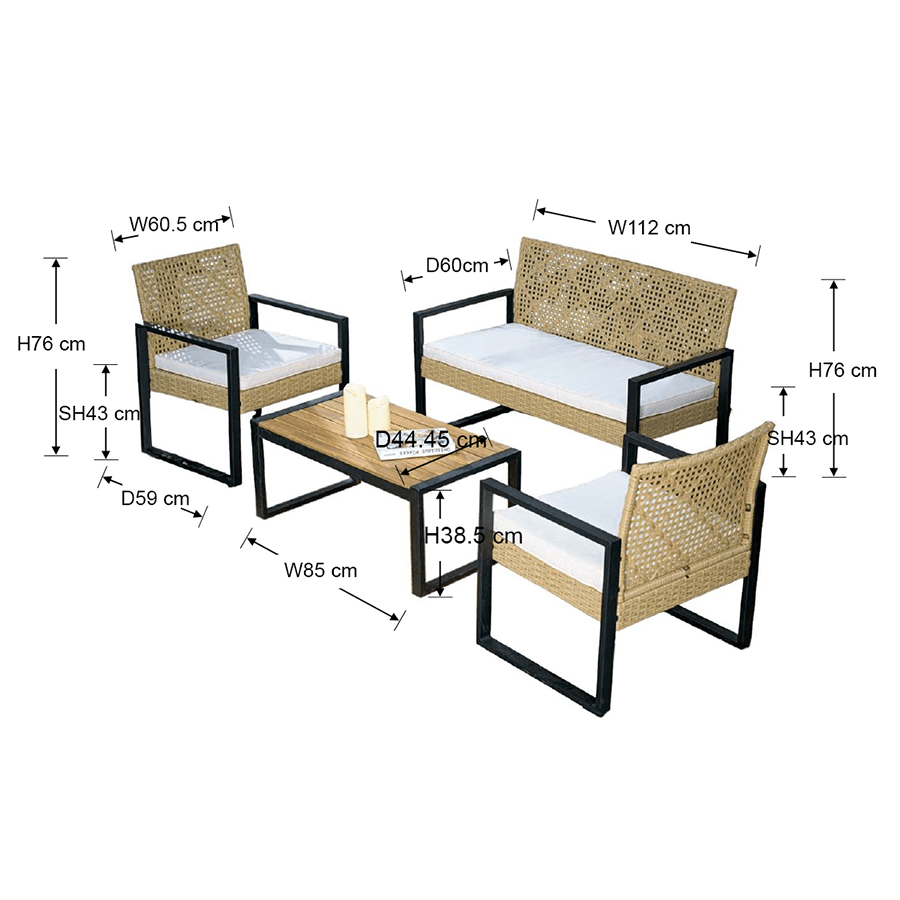 Daisy 211+1 Wicker Sofa Set