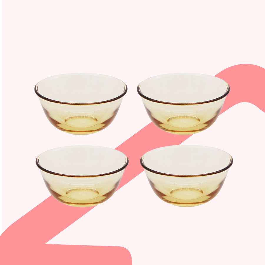 Amber Glass Bowl Set of 4
