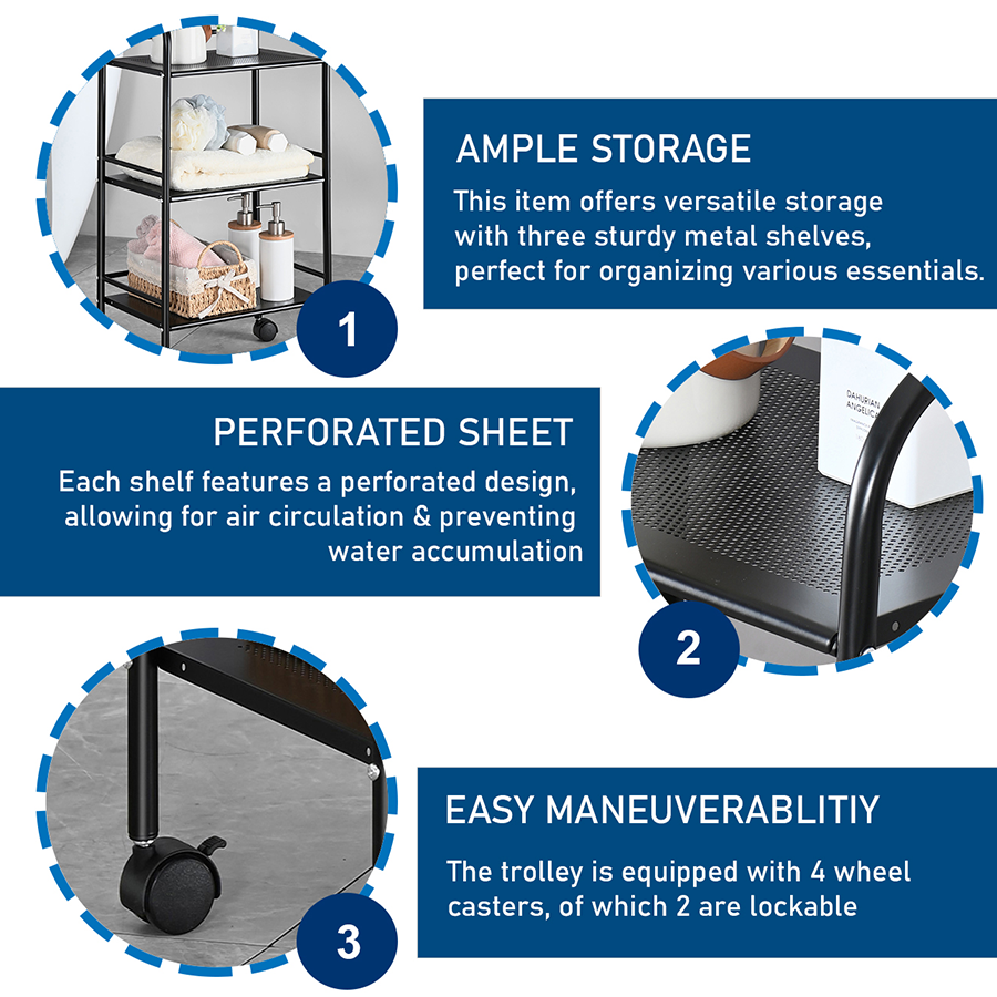 Osbert 3 Tier Metal Trolley