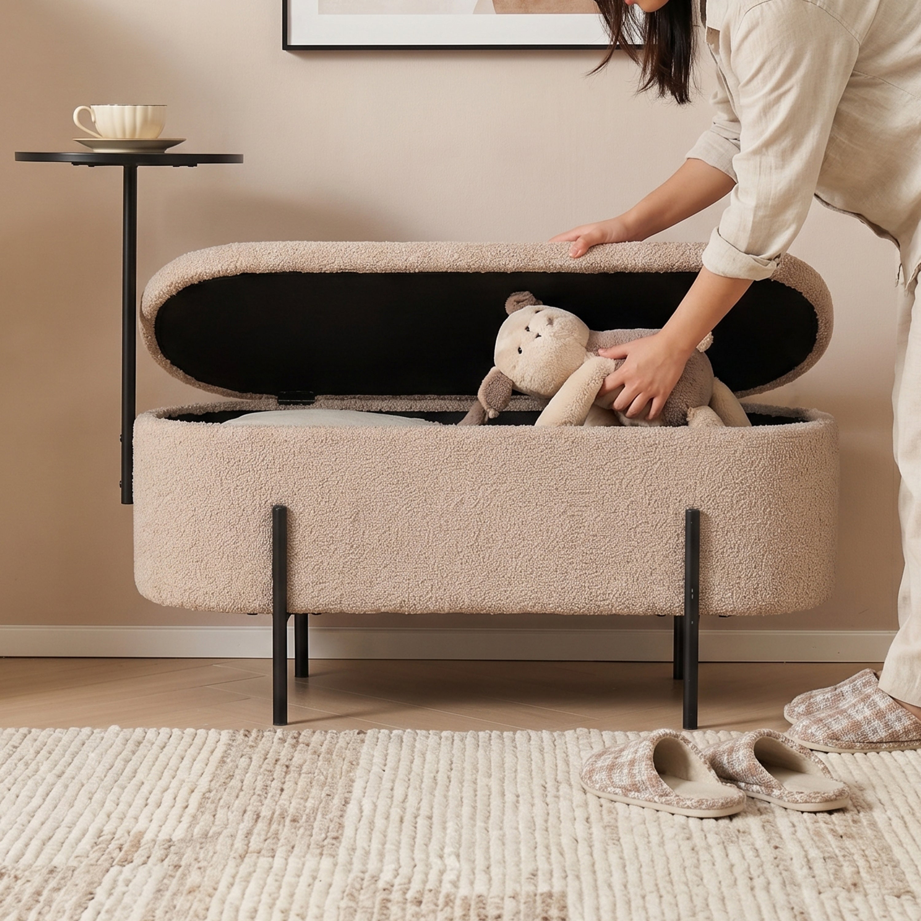 Pria Bench with Table & Storage