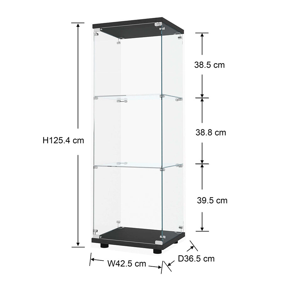 Serris 3 Tier 1 Door Glass Cabinet