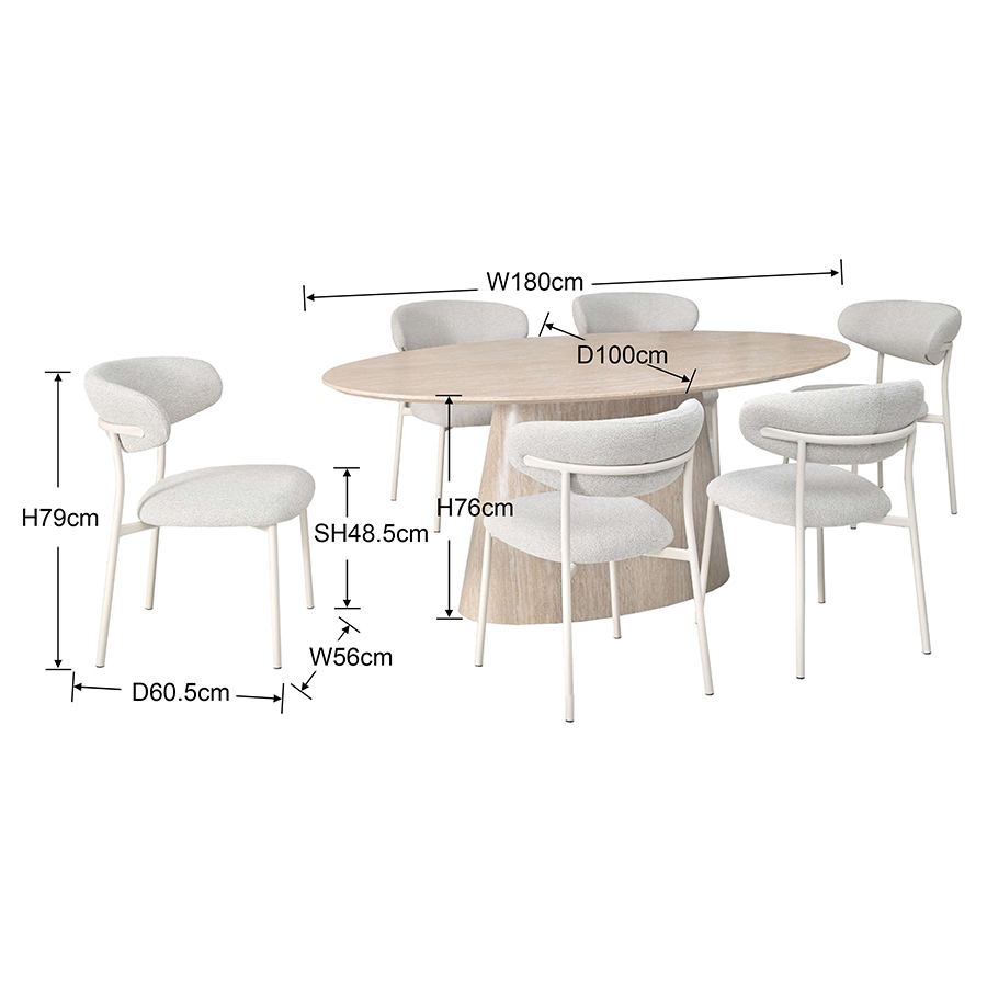 Nadeen 6 Seater Oval Dining Set