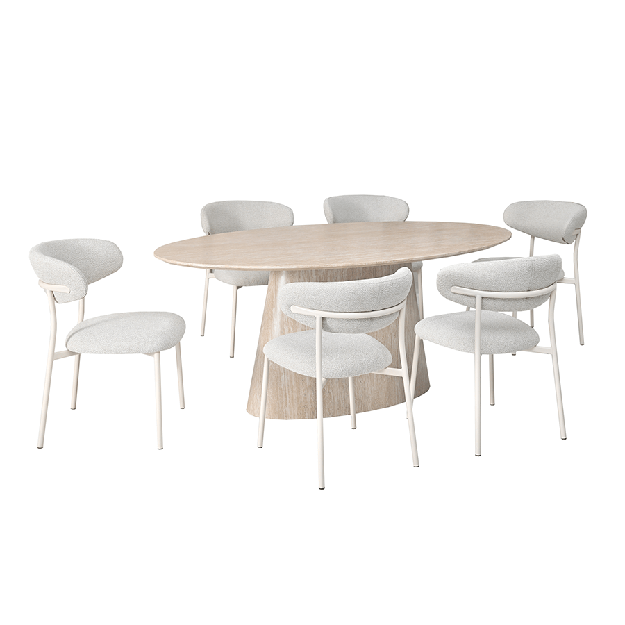 Nadeen 6 Seater Oval Dining Set