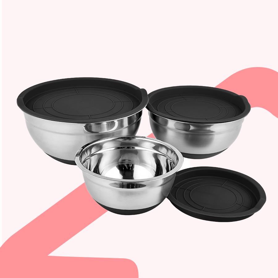 Kai Stainless Steel Mixing Bowl with Lid Set of 3