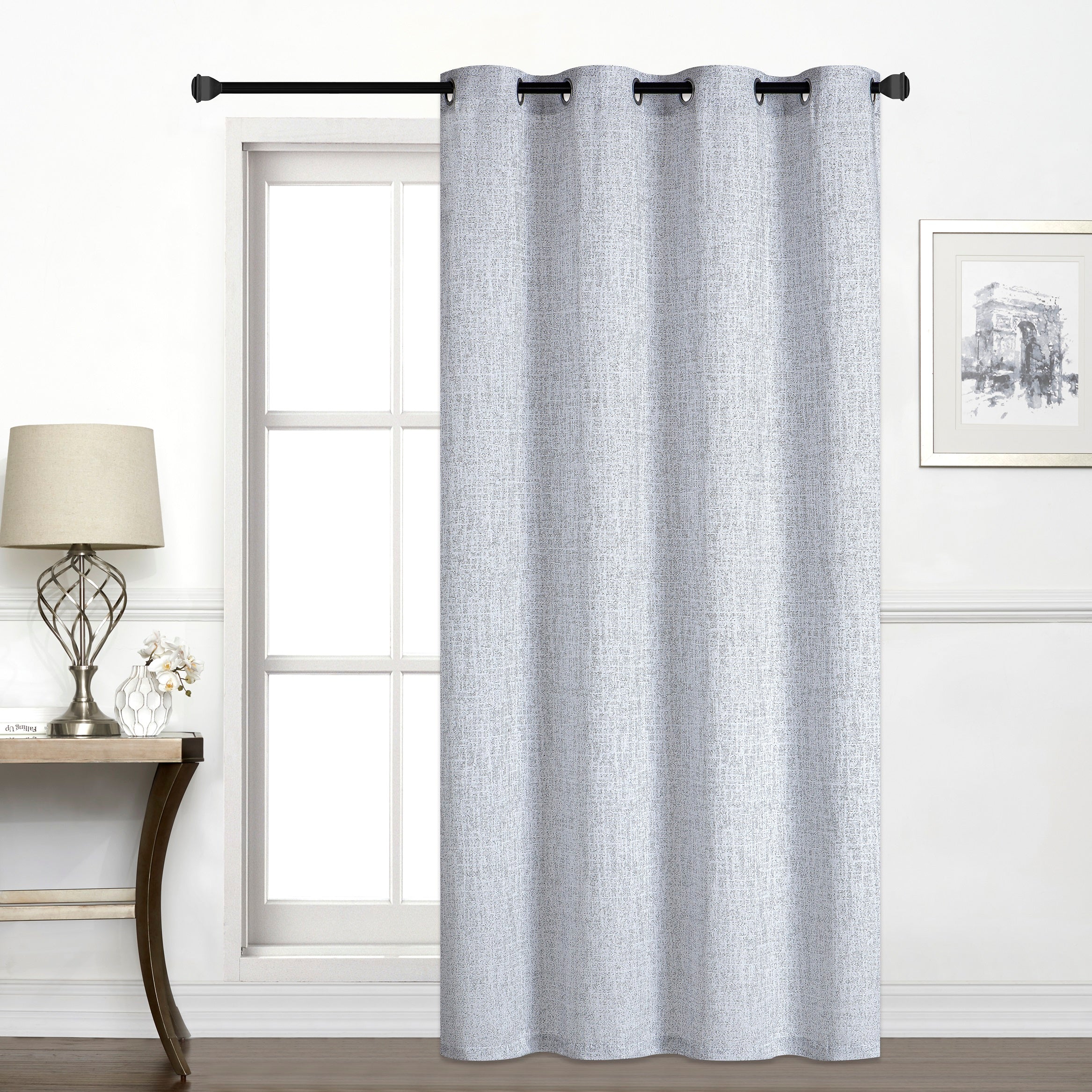 Avil Gray Faux Linen Curtain
