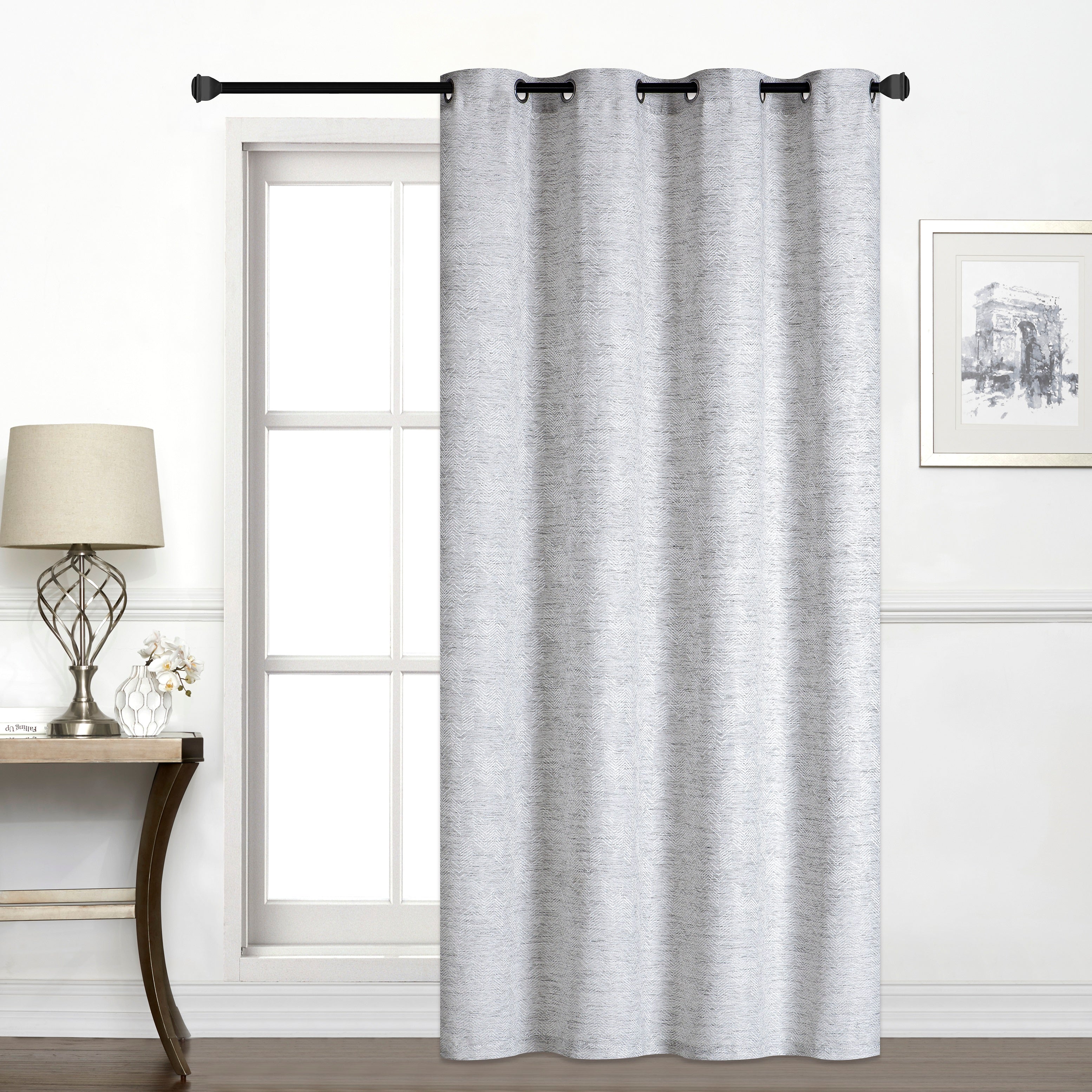 Adda Gray Faux Linen Curtain