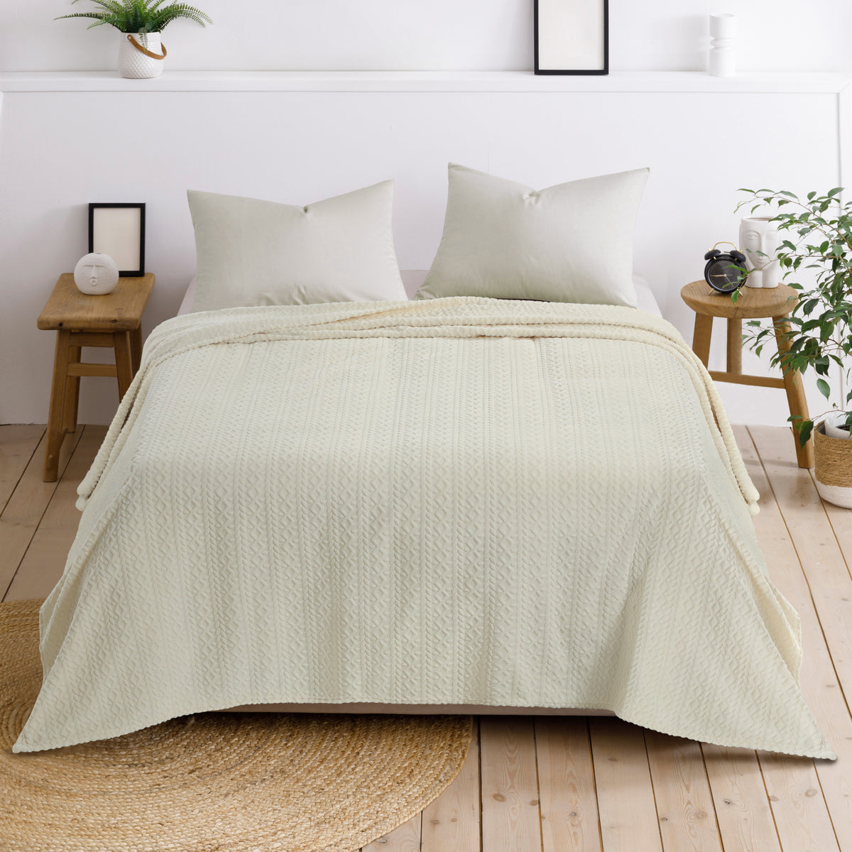 Izzy Flannel Blanket White