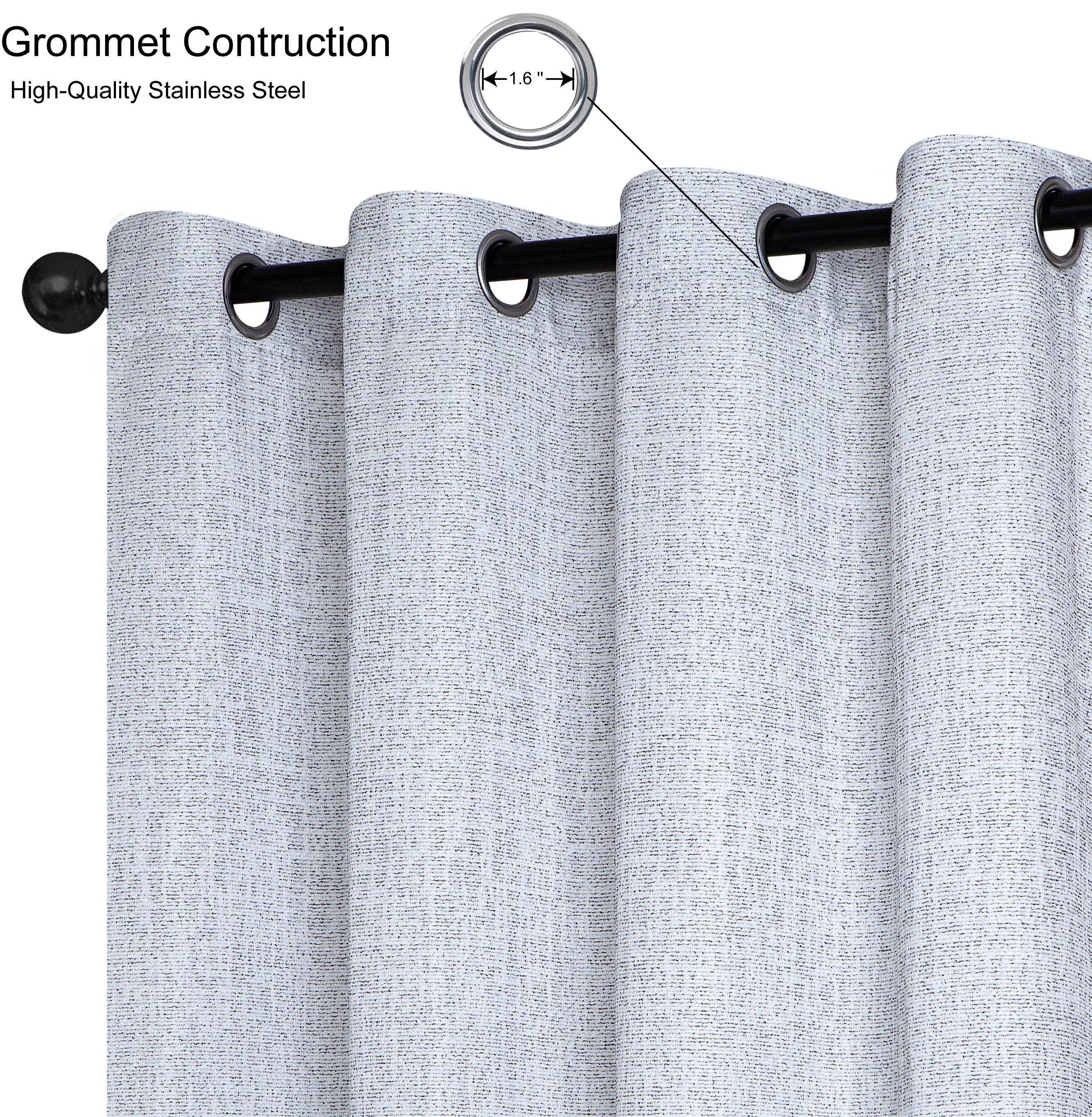 Avil Gray Faux Linen Curtain