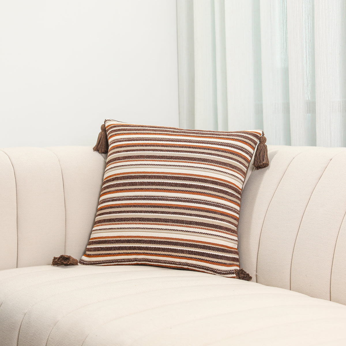 Mair Boho Warm Stripes Throw Pillowcase
