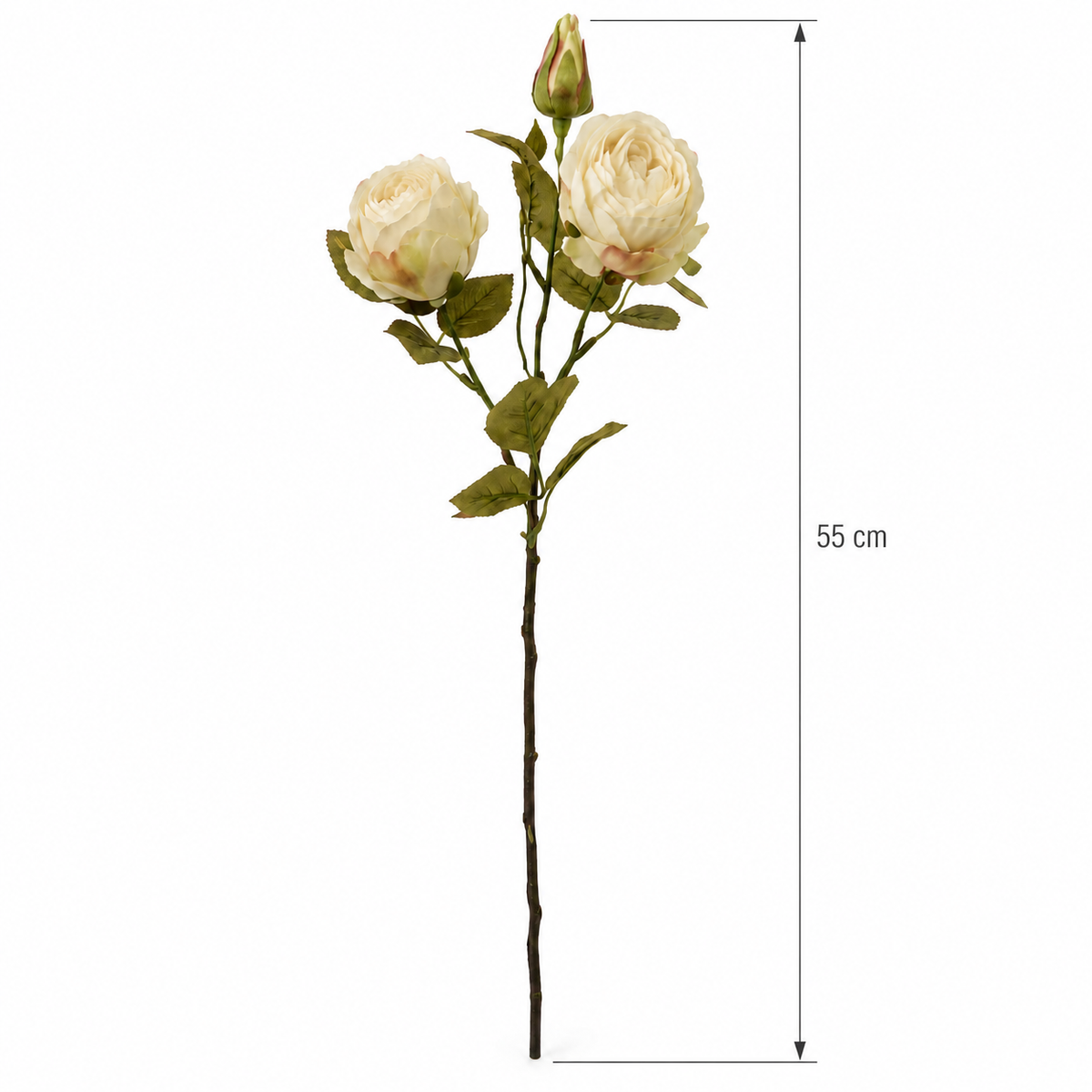 2 Heads Roses With Bud 55 cm