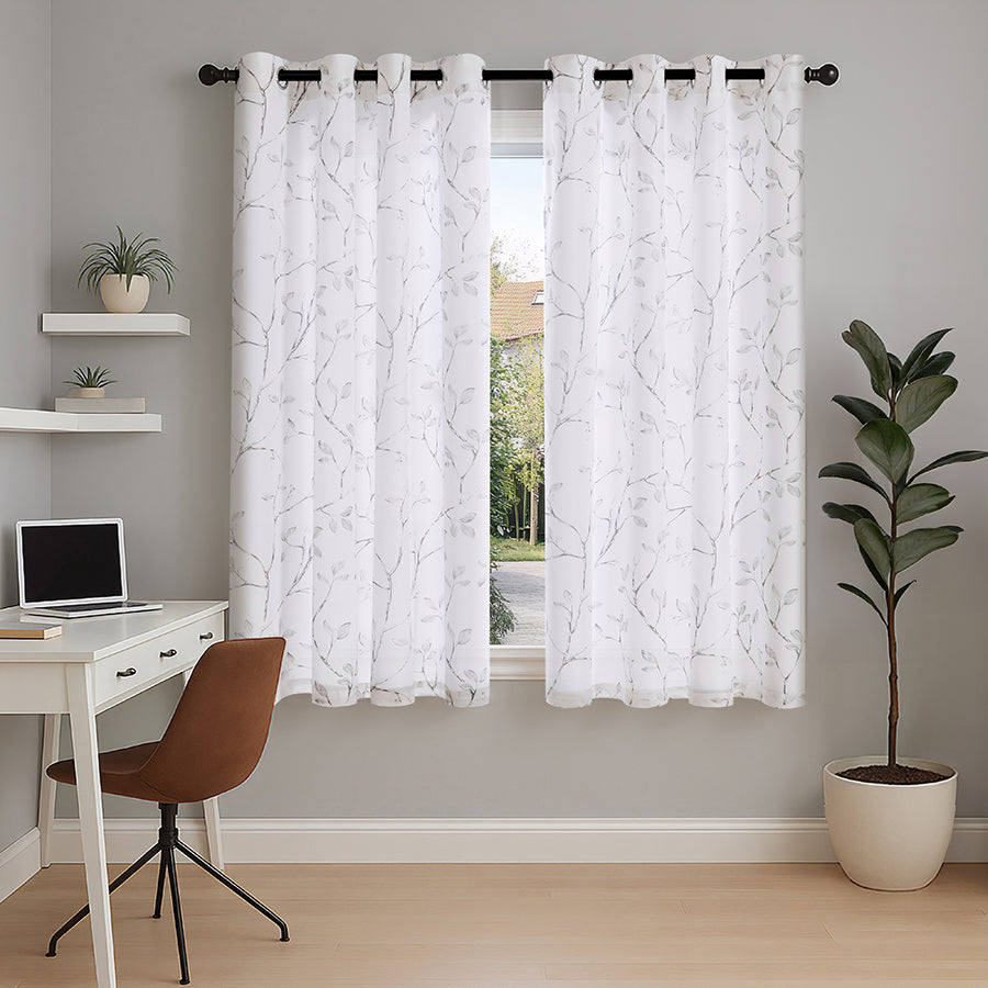 Birga Plain & Print Set Of 3 Curtains