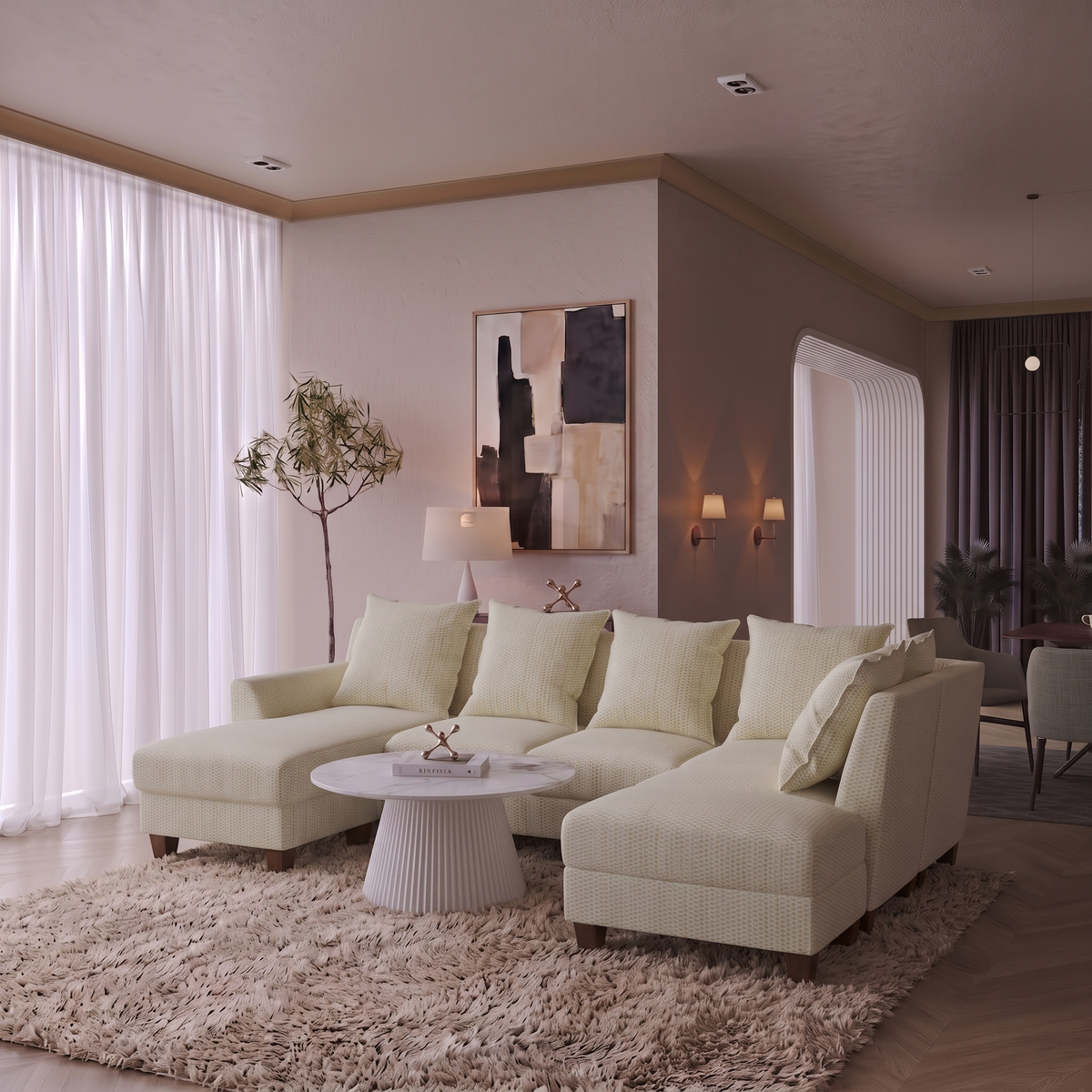 Logan Corner Section 4 Seater with Chaise and Ottoman (Right) Sofa