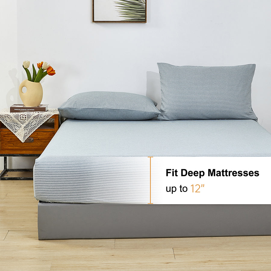 Reversible Stripe Stardew 4pc Flat Sheet Set