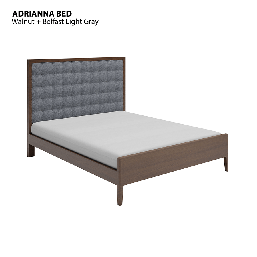 MORE ADRIANNA OPTIONS Adrianna 60x75" Bed - Walnut Brown Adrianna 60x75" Bed - Walnut Brown Fabric Belfast Light Gray Mandaue Foam
