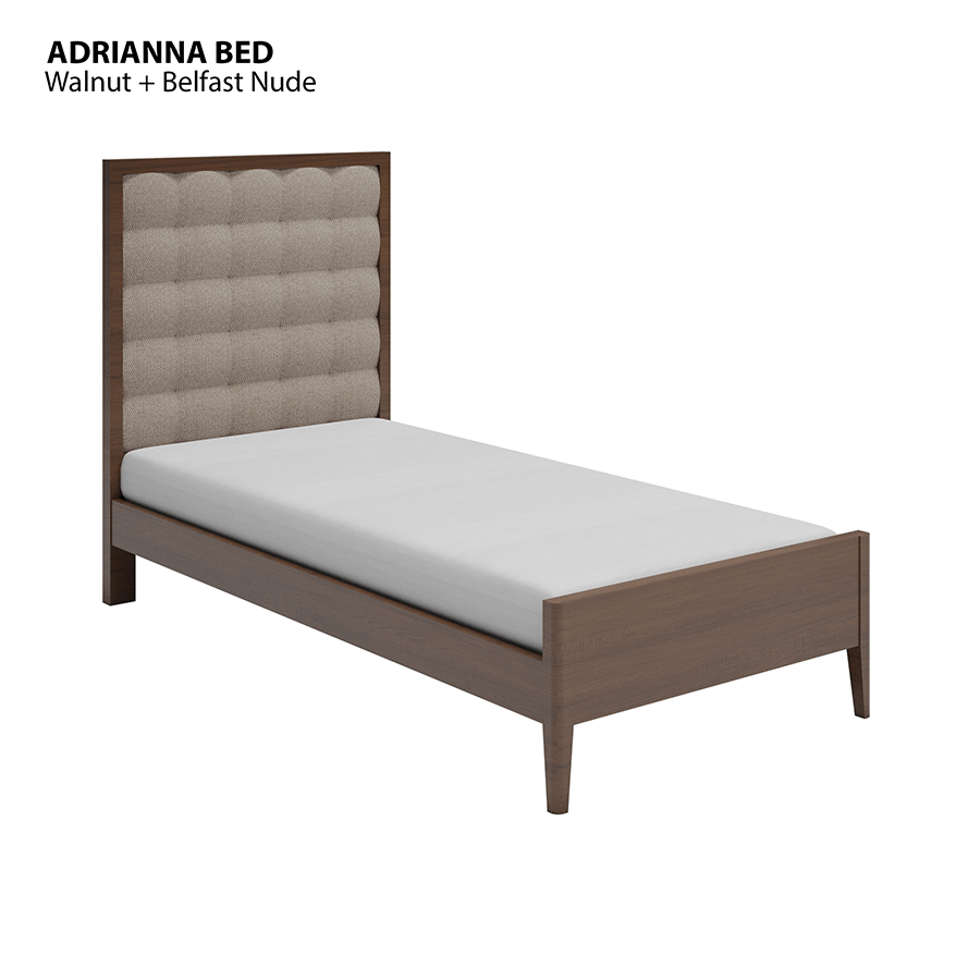 MORE ADRIANNA OPTIONS Adrianna 36x75" Bed - Walnut Brown Adrianna 36x75" Bed - Walnut Brown Fabric Belfast Nude Mandaue Foam