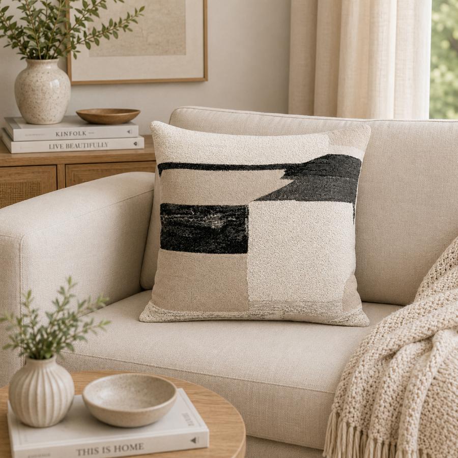 Mari Jacquard Patch Form Throw Pillowcase
