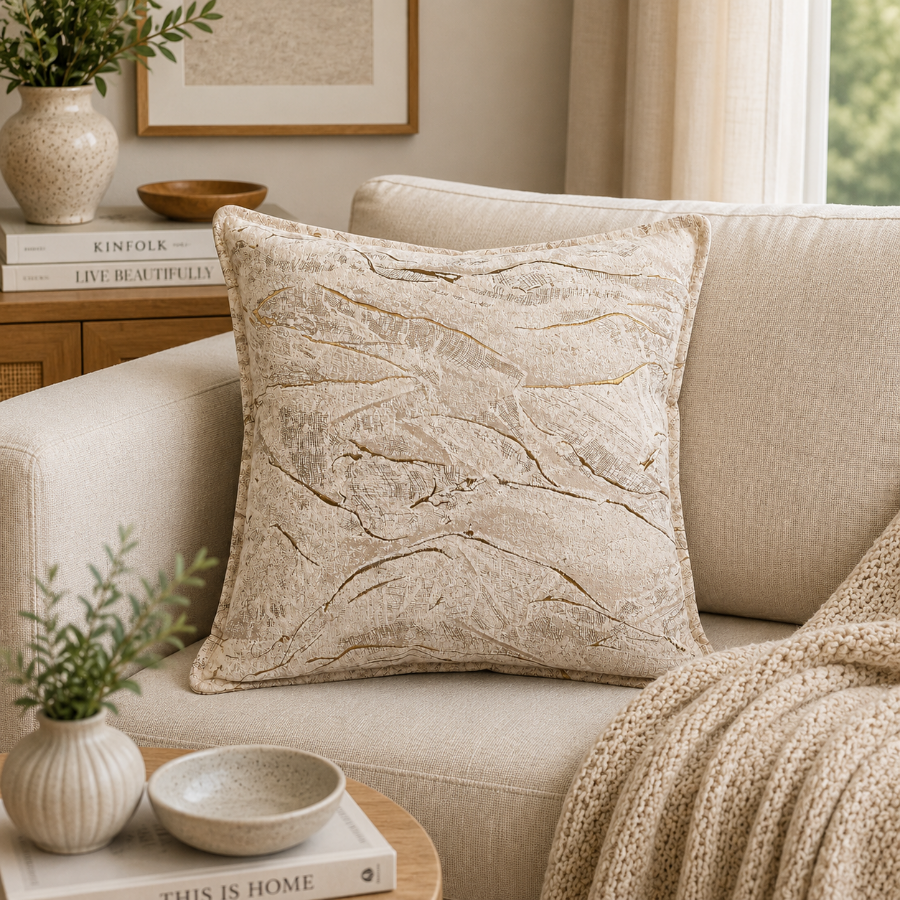 Mari Jacquard Marble Throw Throw Pillowcase