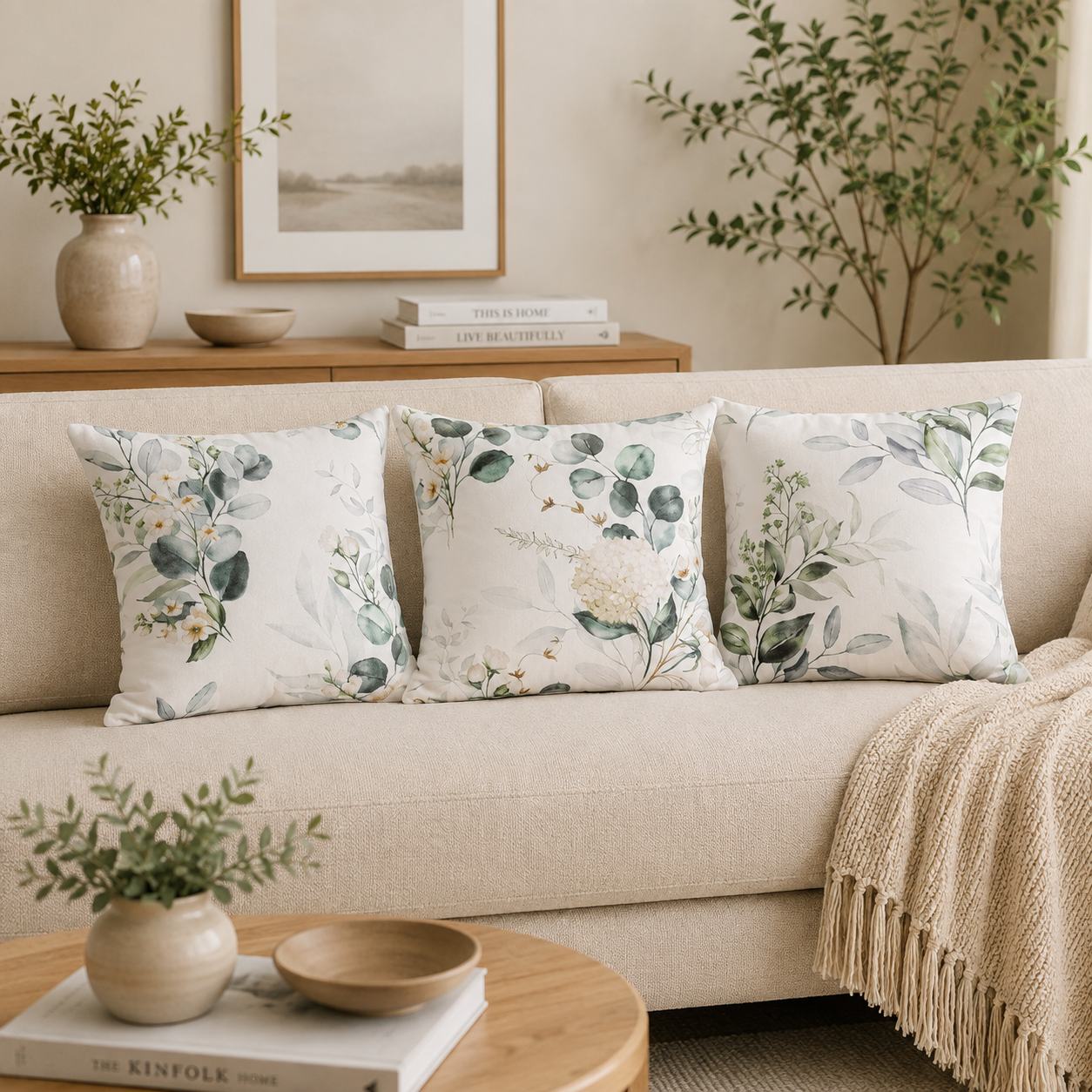 Lumi Lush Leaves Throw Pillowcases Set of 3