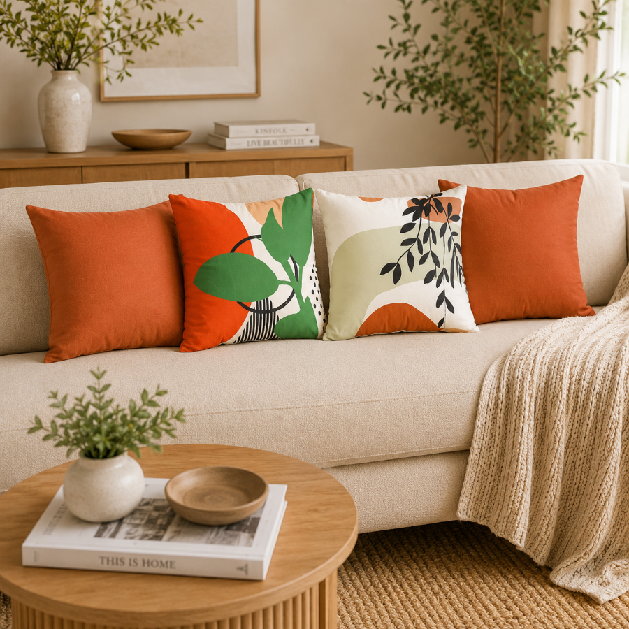 Lumi Sunrise Leaves Throw Pillowcases Set of 4