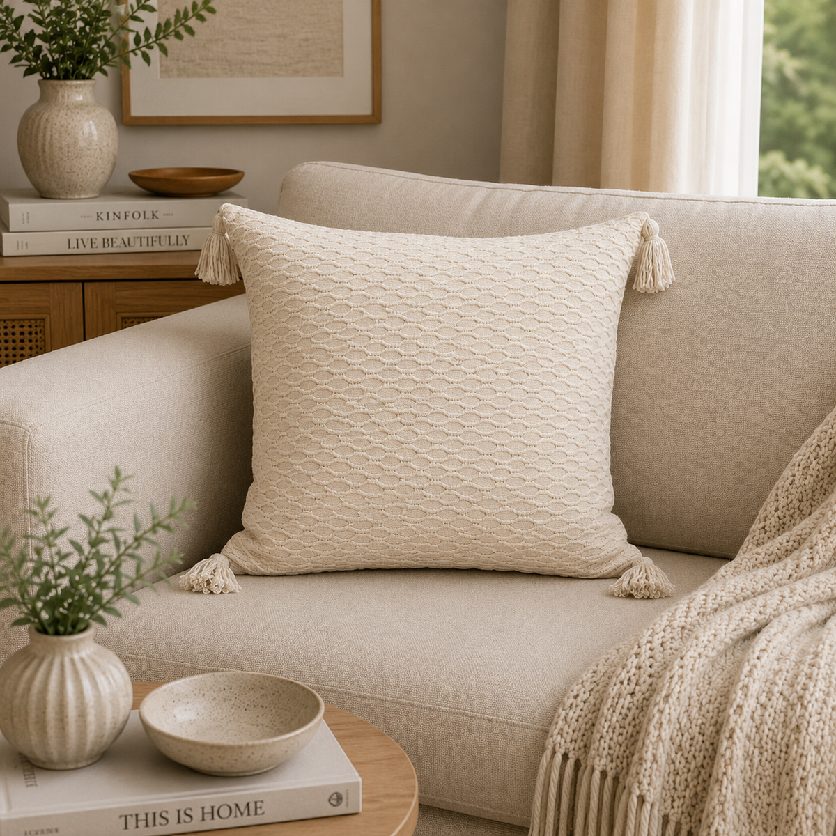 Mair Boho Waffle Texture Throw Pillowcase