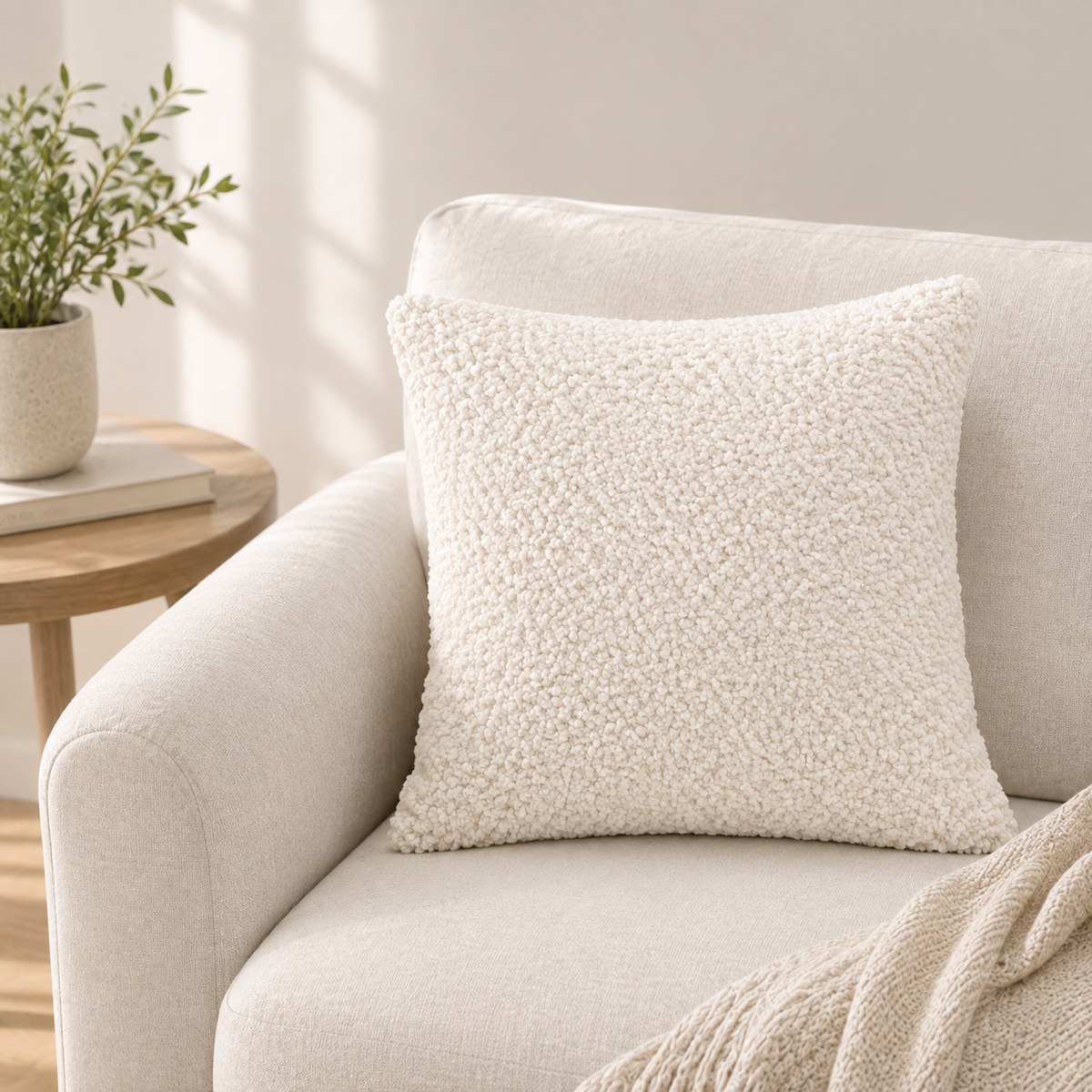 Sia Teddy Fur Beige Cream Throw Pillowcase