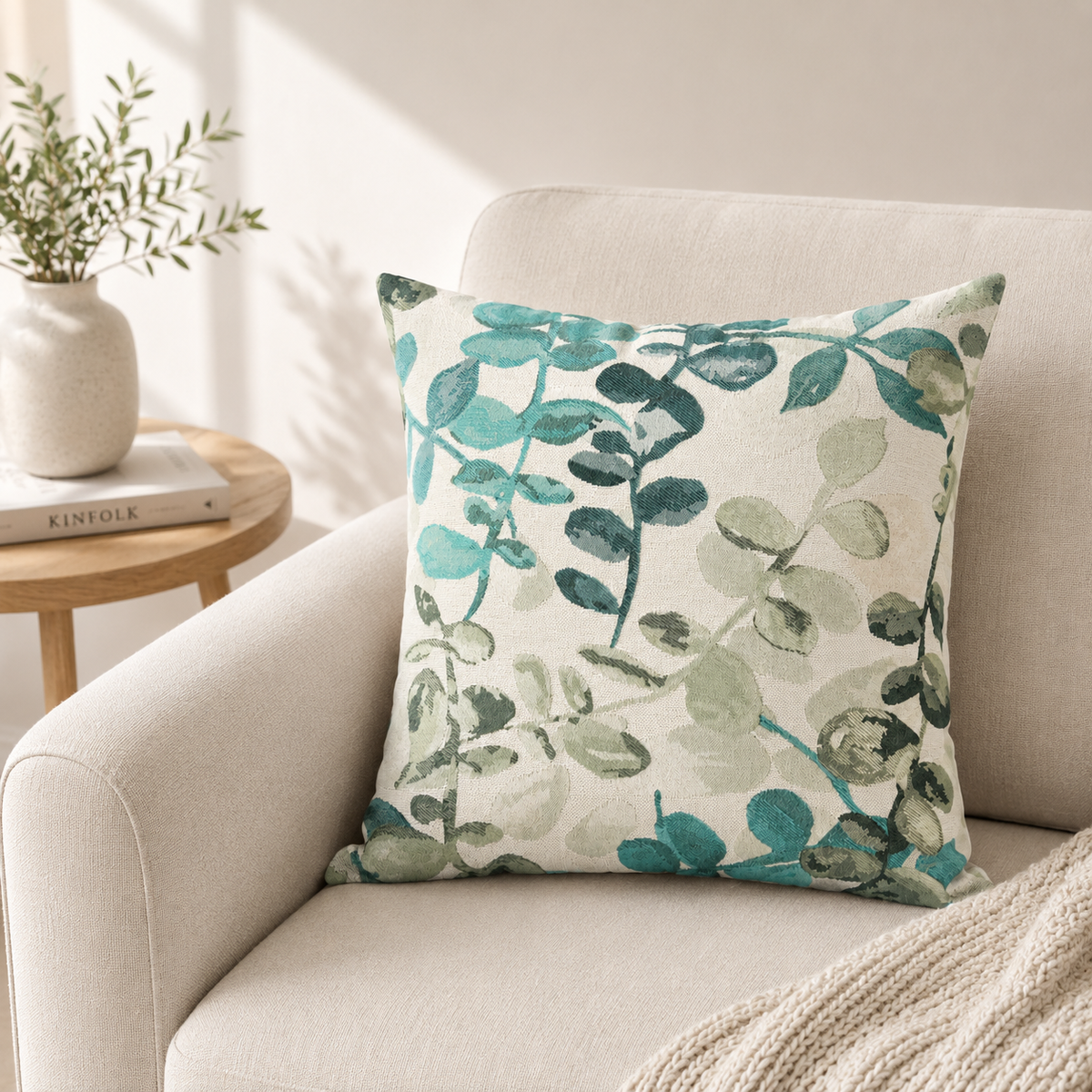 Sive Jacquard Eucalyptus Throw Pillowcase