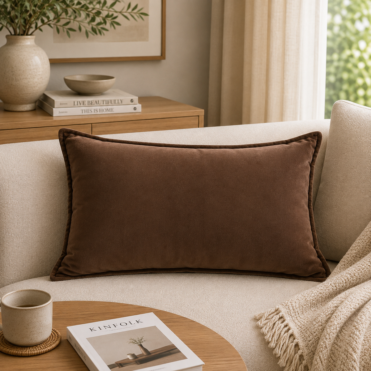 Mika Dark Coffee Kidney Pillowcase