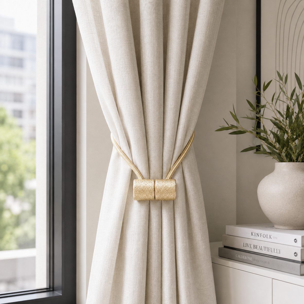 Sele Beige Magnetic Tieback Pair
