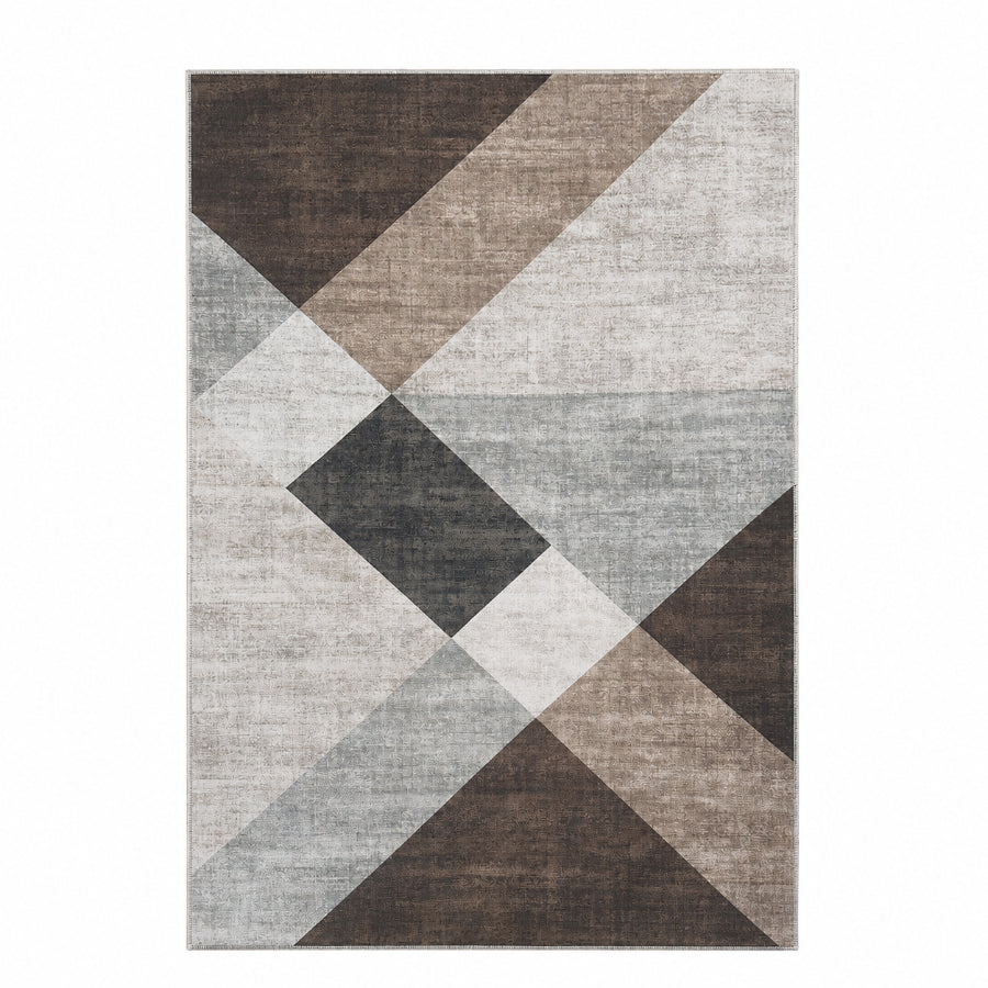 Asella Geo Brown Printed Rug