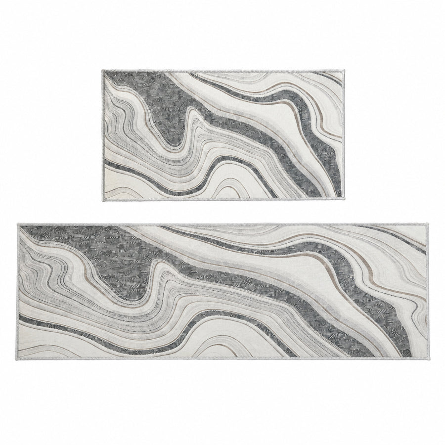 Asella Geo Abstract Kitchen Rug Set of 2