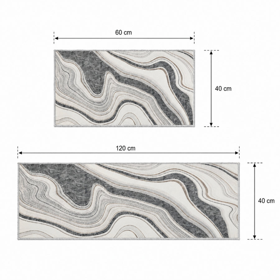 Asella Geo Abstract Kitchen Rug Set of 2