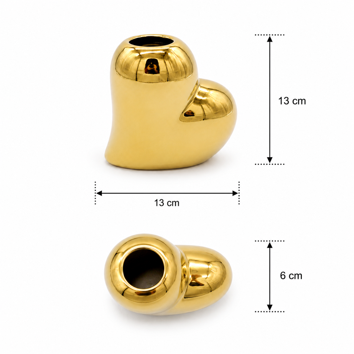 Golden Heart Vase 13cm