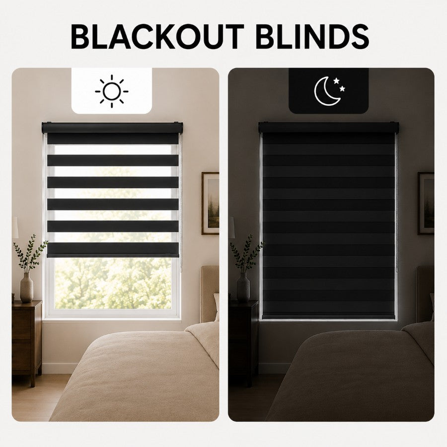 Bone Gray Blackout Zebra Blinds