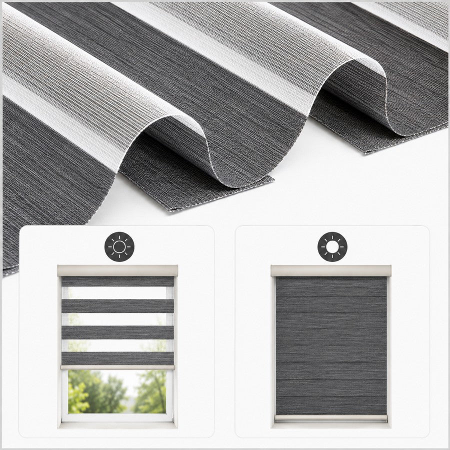 Gray Metal Semi-Blackout Zebra Blinds
