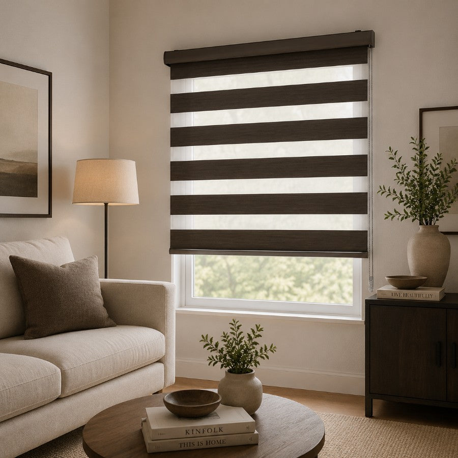 Bone Gray Blackout Zebra Blinds