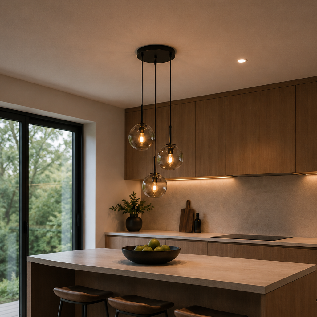 Giora Black Modern Light Fixtures - 3 Shades