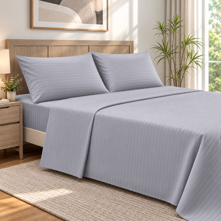 Basic Gray Plain 4pc Sheet Set