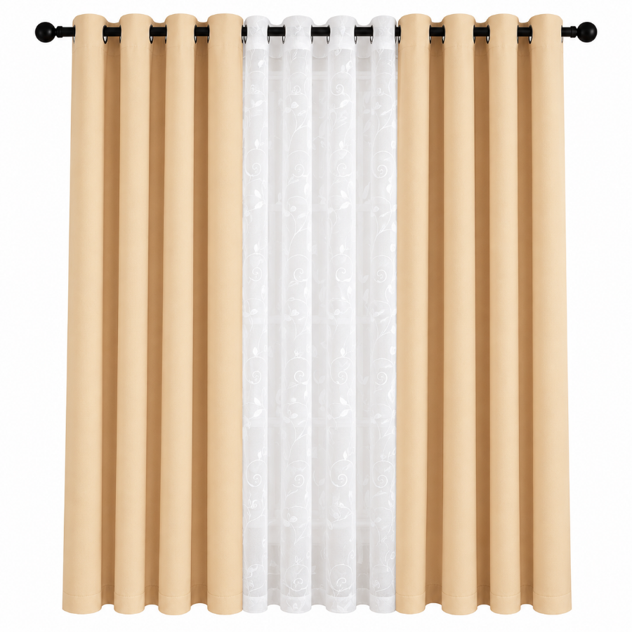 Becka Plain & Print Set Of 3 Curtains