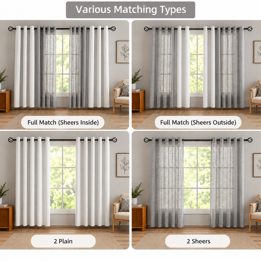 Bellis Plain Set of 4 Curtains