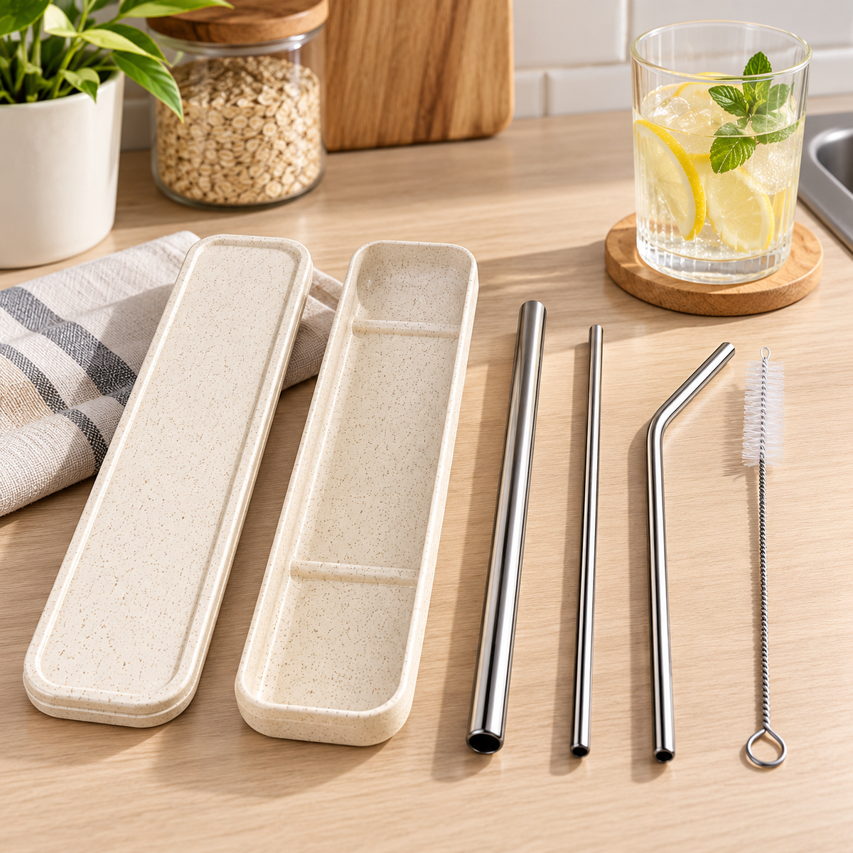 Reusable Stainless Steel Straws with Travel Case